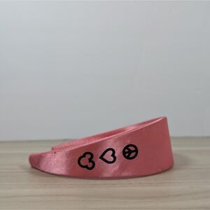 Disney Mickey Mouse Headband Pink Satin Heart Peace Icon Hair Accessory